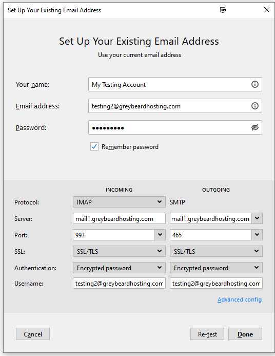 Account Settings for IMAP